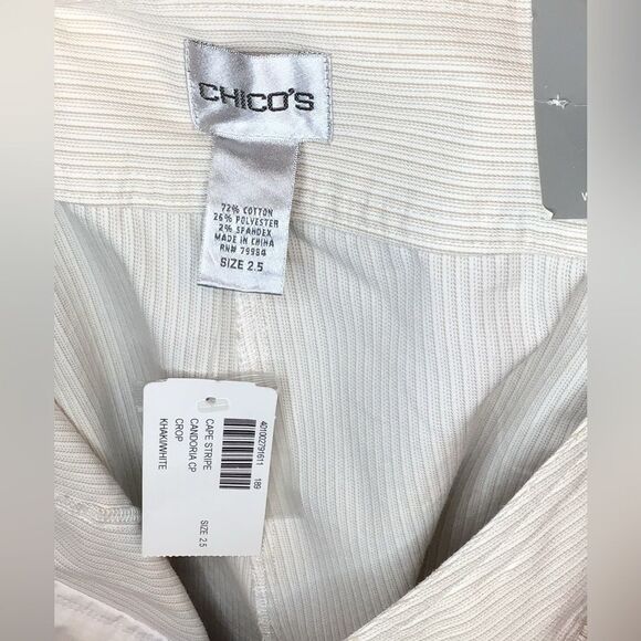 Chico’s Khaki/white striped Crop pants Modern fit - Picture 4 of 6